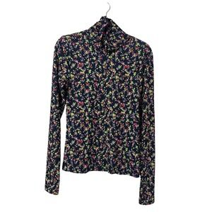 Essentiel Antwerp Haisy Black Floral Print Long Sleeve‎ Turtleneck Top Size 2